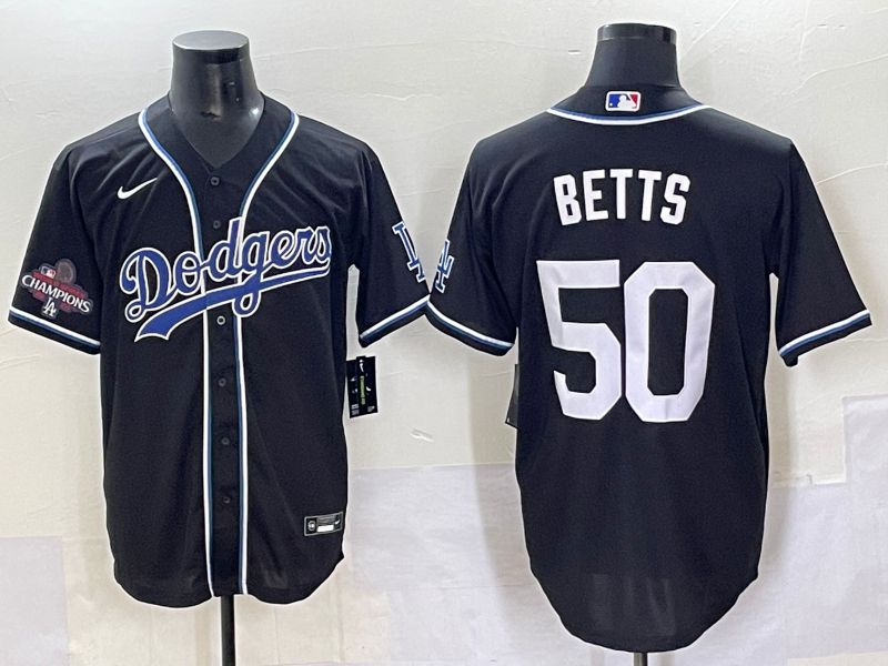 Men 2025 Los Angeles Dodgers #50 Betts Black Three generations Fashion Nike MLB Jersey style 7047